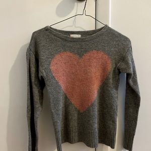 J Crew gray sweater with heart 12 year old